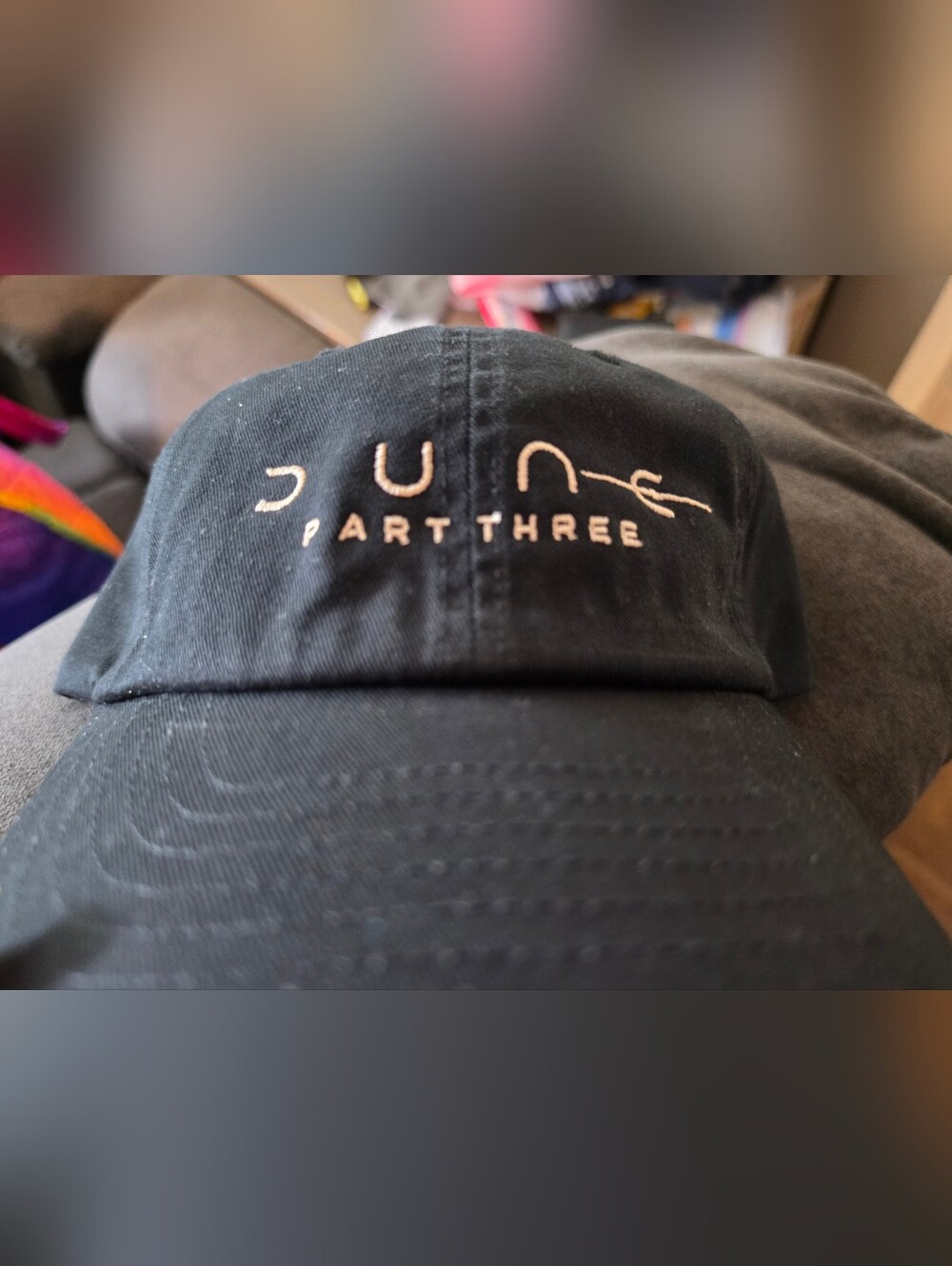 DUNE part three Black Cap with Beige Embroidery